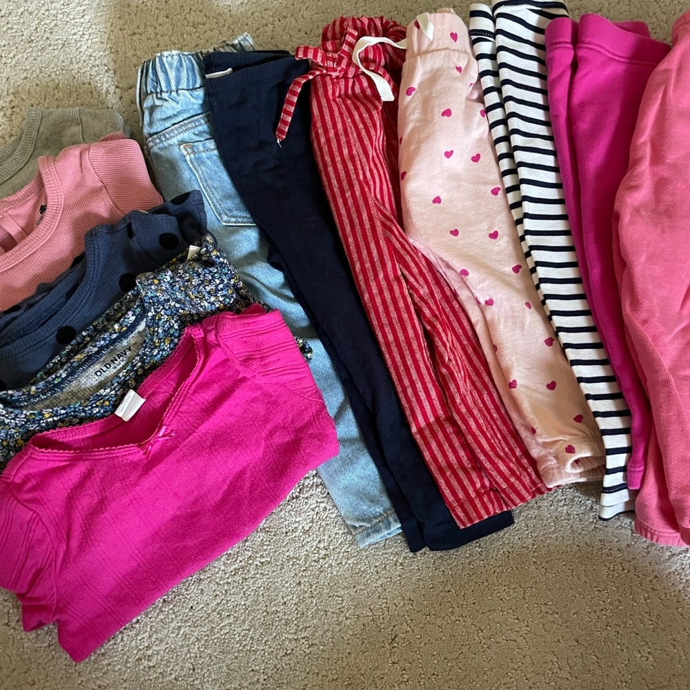 Girls Mix & Match Clothing Bundle in Pink, Navy, Red and Stripes